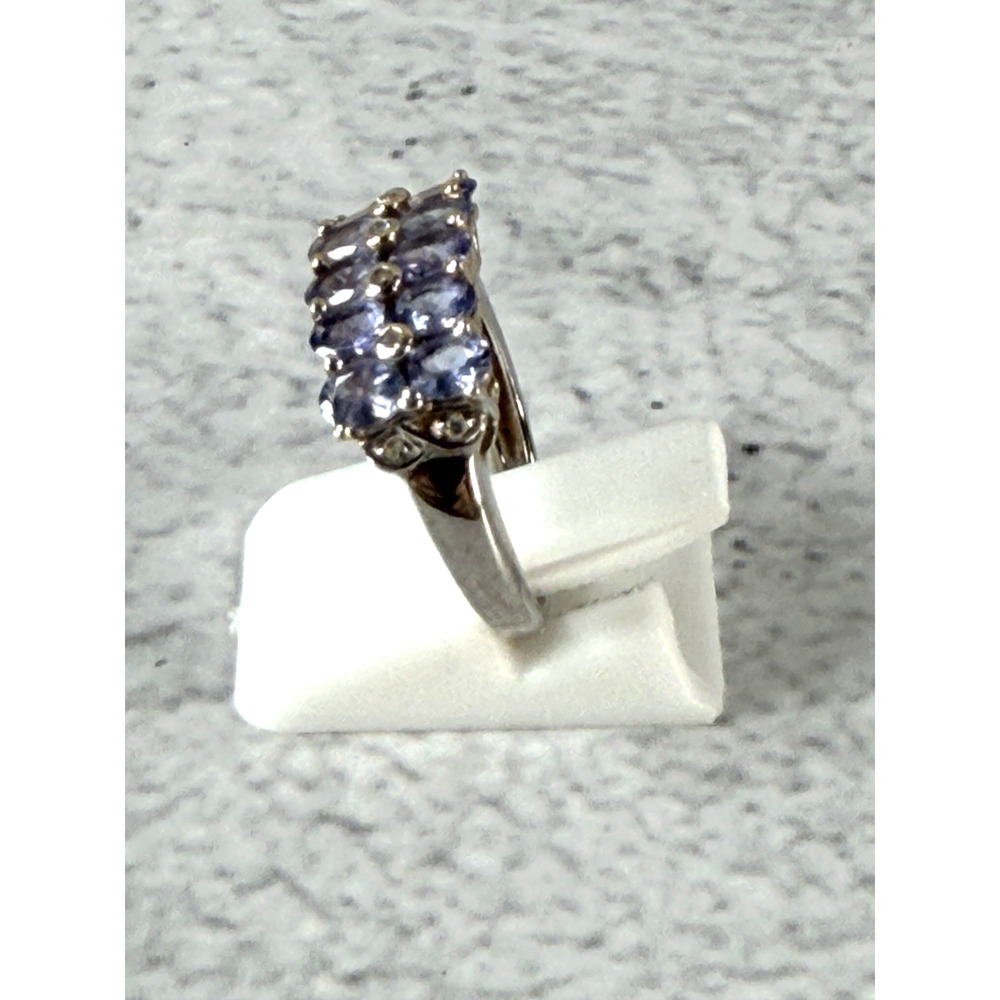14k White Gold Purple Glass with Diamonds Ring size 5 - Picture 2 of 10